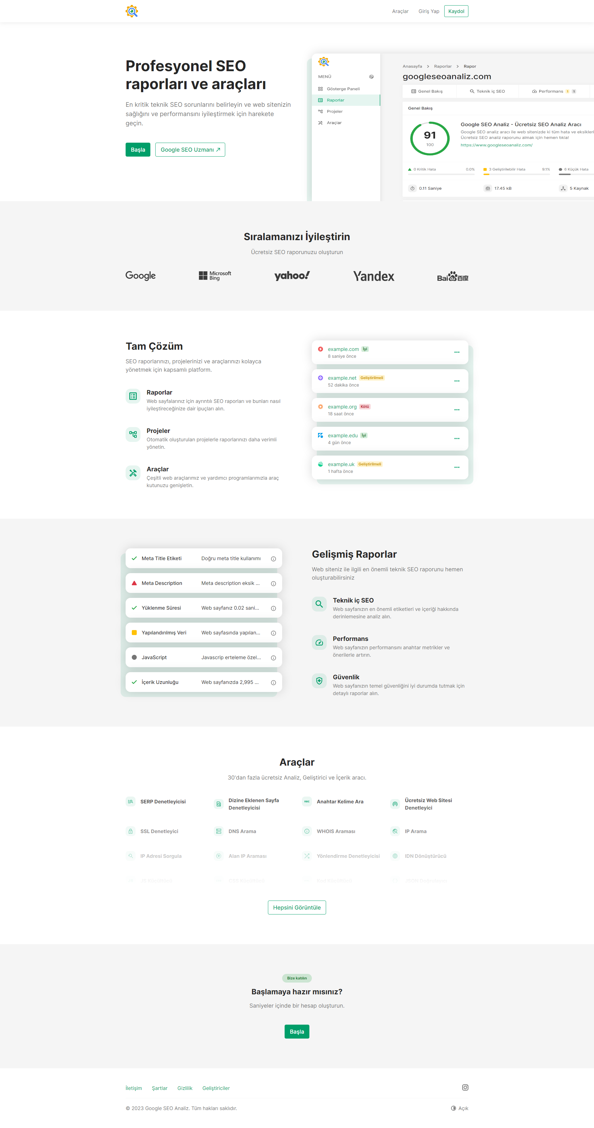 Google SEO Analiz Full Page